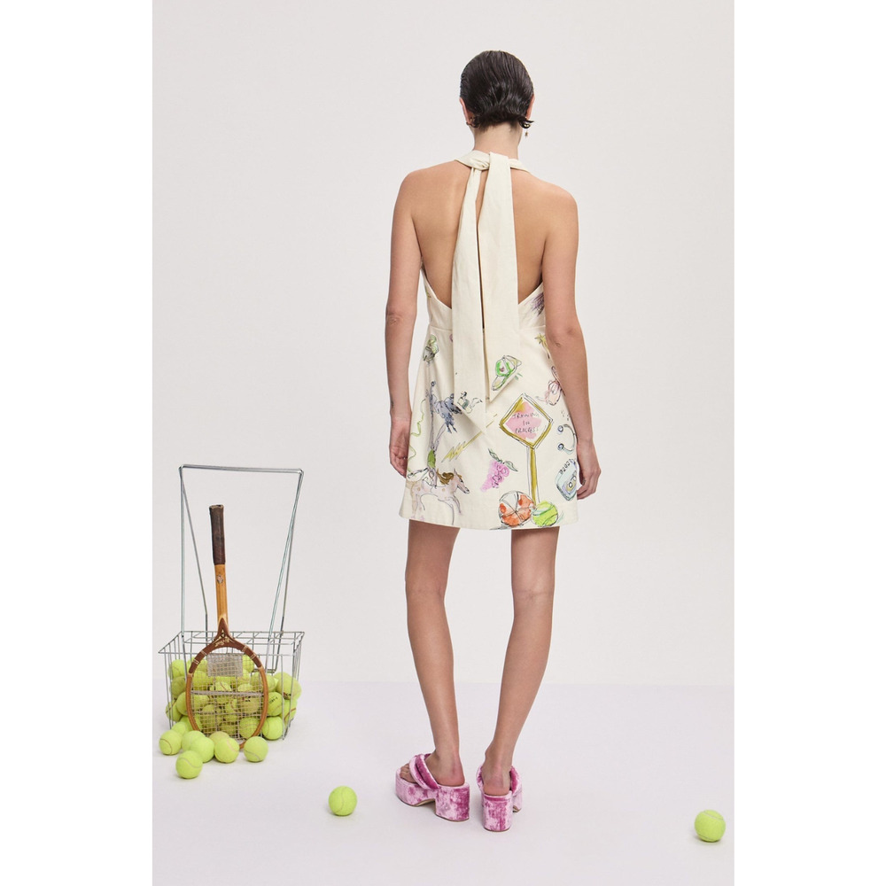 Alemais + Anouk Colantoni Court organic cotton-twill halterneck mini dress US 8 - Picture 5 of 12